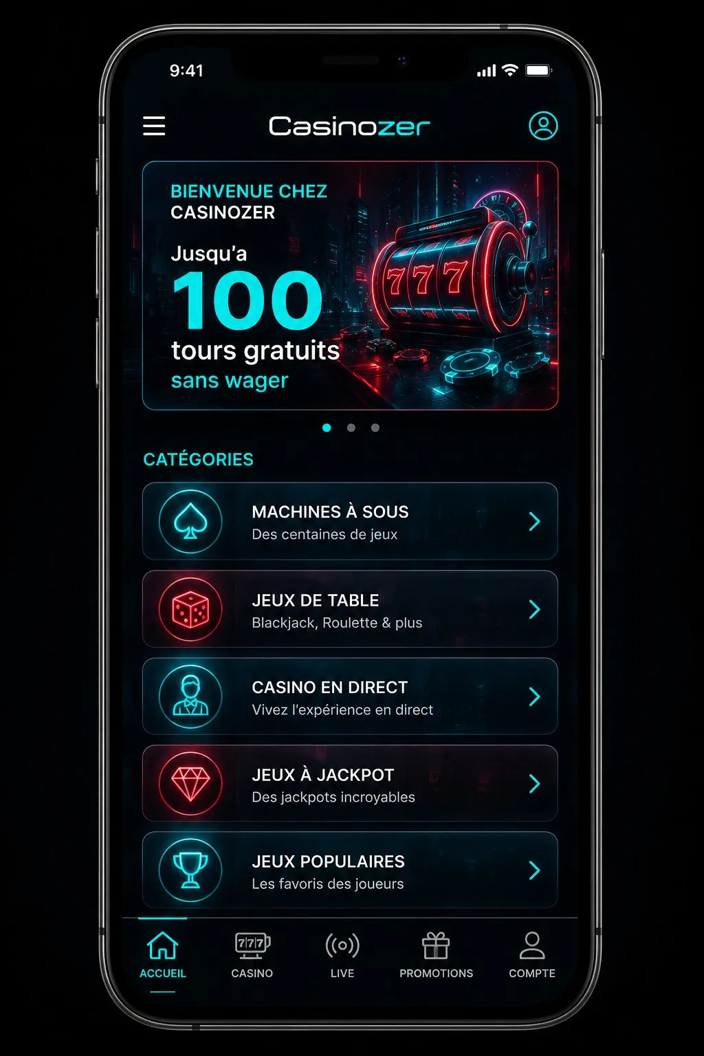Installation de casinozer application sur Android, iOS, Windows et Mac