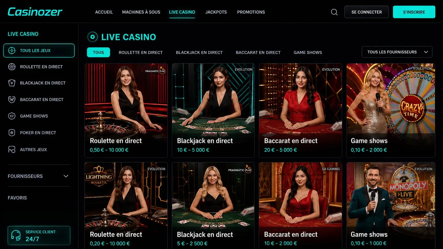 Catalogue des jeux de casino selon notre casinozer avis
